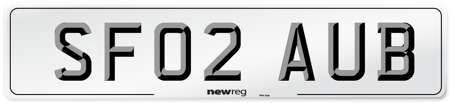 SF02 AUB Number Plate from New Reg